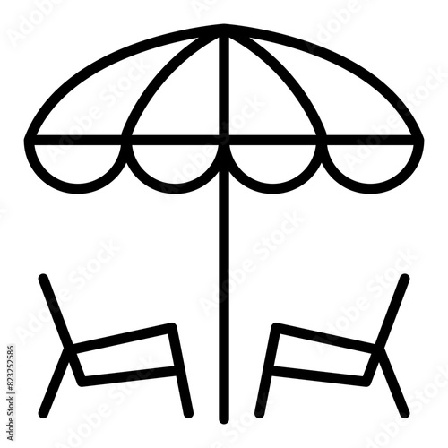 Beach chair icon in thin line style Vector illustration graphic design