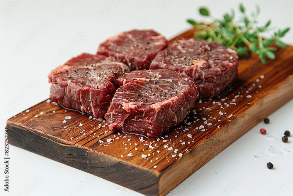 Fototapeta premium The steak on the wooden board