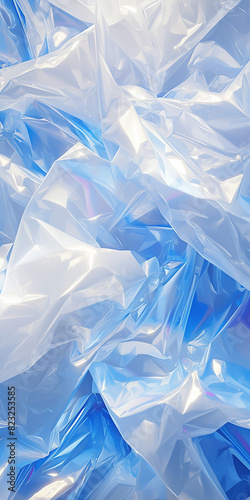 abstract blue background, Abstract white crumpled plastic foil_texture backgroud