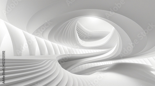 Ein abstrakter Hintergrund in reinem Weiß mit Wellen und Kurven photo