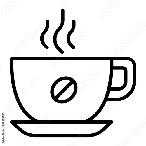 Coffee icon in thin line style Vector illustration graphic design