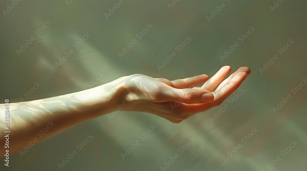 Elegantly outstretched hand bathed in soft light, creating a serene and peaceful aesthetic. Perfect for themes of touch, connection, and wellness. Elegantly outstretched hand bathed in soft light, creating a serene and peaceful aesthetic. Perfect for themes of touch, connection, and wellness.