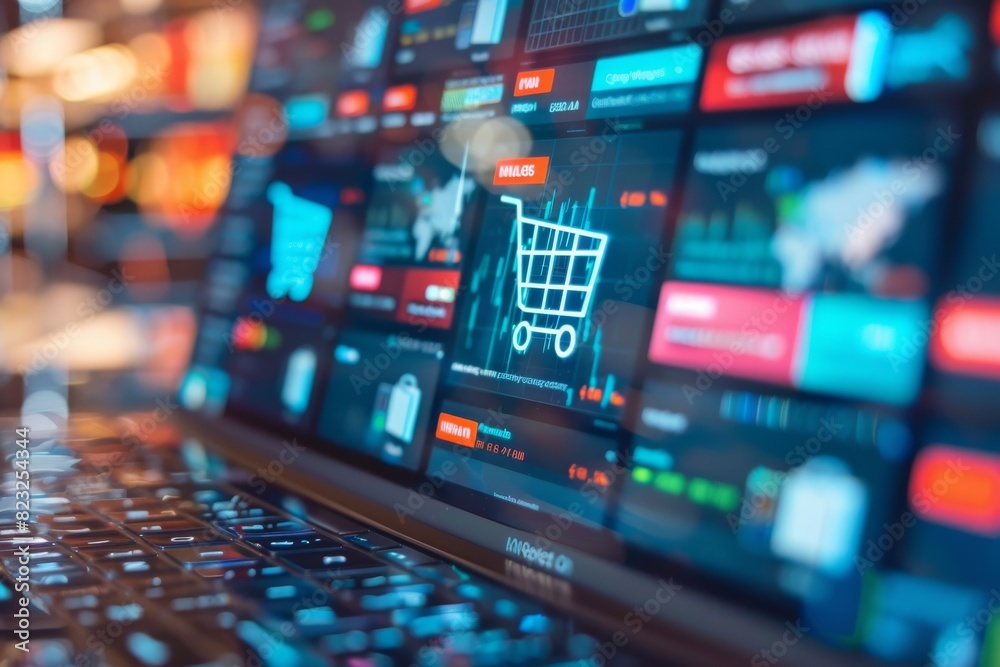 Ecommerce Security Concept with Digital Shopping Cart Ecommerce Security Concept with Digital Shopping Cart