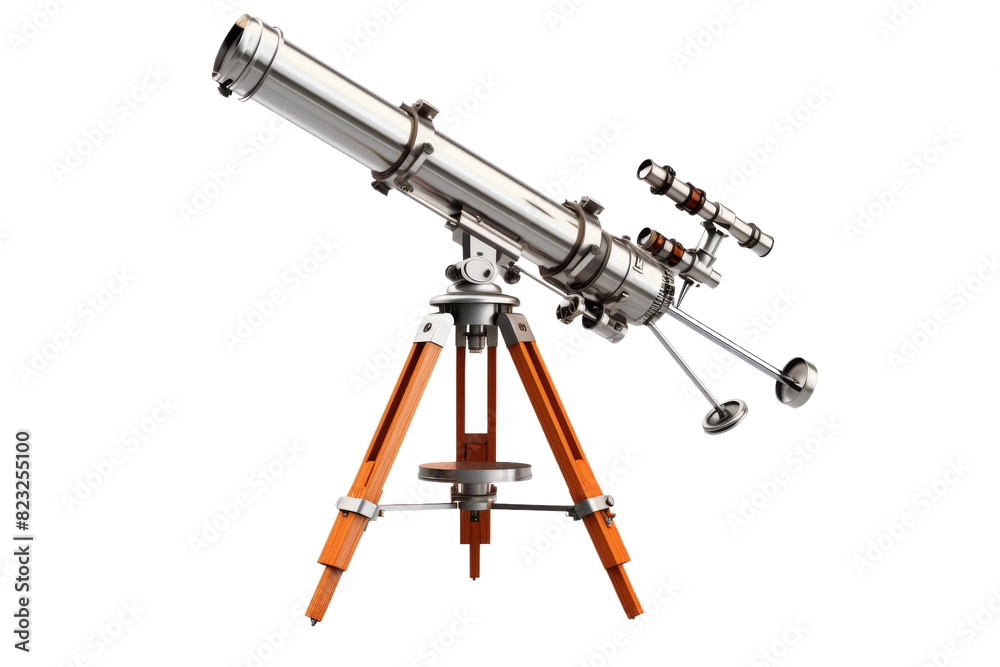 Visionary Portal: A Telescope Unveiling Cosmic Mysteries on a White or Clear Surface PNG Transparent Background. Visionary Portal: A Telescope Unveiling Cosmic Mysteries on a White or Clear Surface PNG Transparent Background.