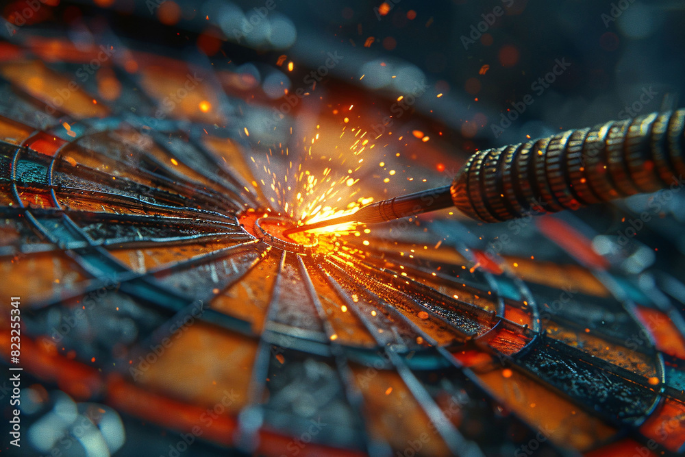 Dart hits the target, business judgment investment field organized business background illustration Dart hits the target, business judgment investment field organized business background illustration