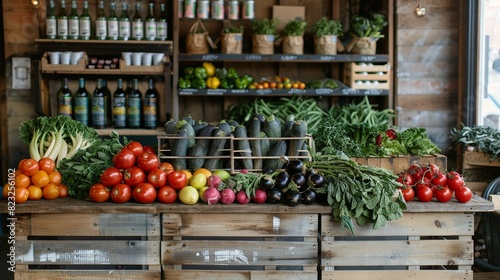 A farmtotable setup with fresh produce, artisanal products, and a detailed business plan for promoting locally sourced ingredients in a startup s culinary offerings photo