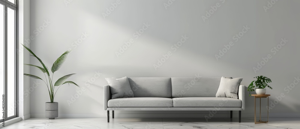 Fototapeta premium Modern minimalist living room with a single sofa