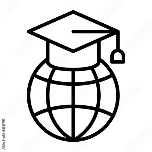 Study aboard icon in thin line style Vector illustration graphic design