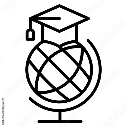 Study aboard icon in thin line style Vector illustration graphic design