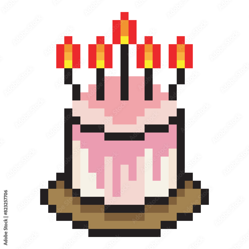 Birthday cake in pixel art style Birthday cake in pixel art style
