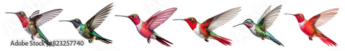 Humming birds png element set on transparent background
