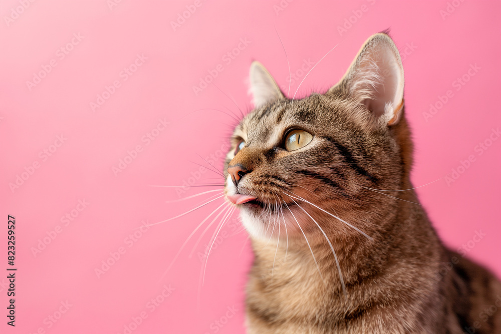 A cat is licking its face and looking up at the camera A cat is licking its face and looking up at the camera