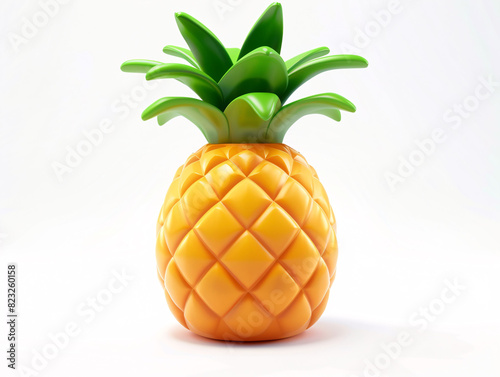 Summer pineapple 3D illustration, healthy gourmet fresh fruit concept illustration