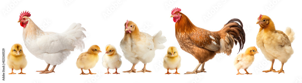 Fototapeta premium Chicken isolated png element set on transparent background