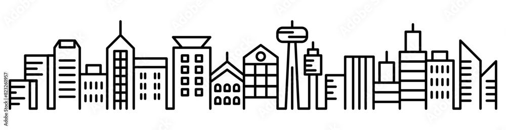 Business building Landscape, city skyline graphic background in thin line style Vector illustration graphic design Business building Landscape, city skyline graphic background in thin line style Vector illustration graphic design