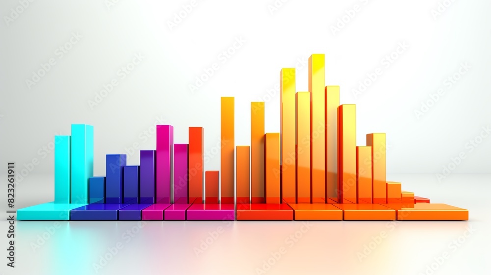 Colorful 3D bar graph representing data. X and Y-axis not labeled.