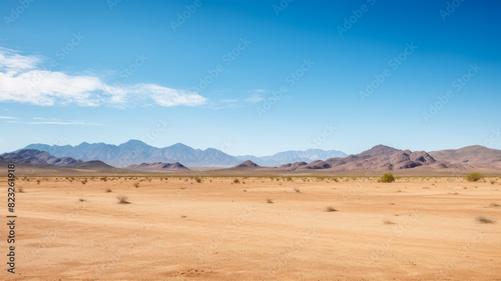 Wide desert landscape, distant mountain range. Wide desert landscape, distant mountain range.
