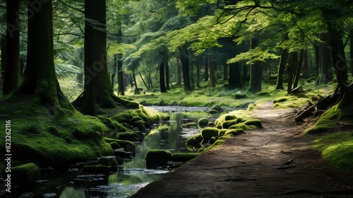 Tranquil woodland scenery nature background