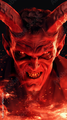 Teufel Dämon in rot mit leuchtenden Augen als Poster