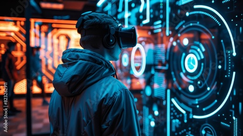 A participant marveling at the incredible graphics and realistic environments in a virtual reality escape room feeling like theyre truly in another world.