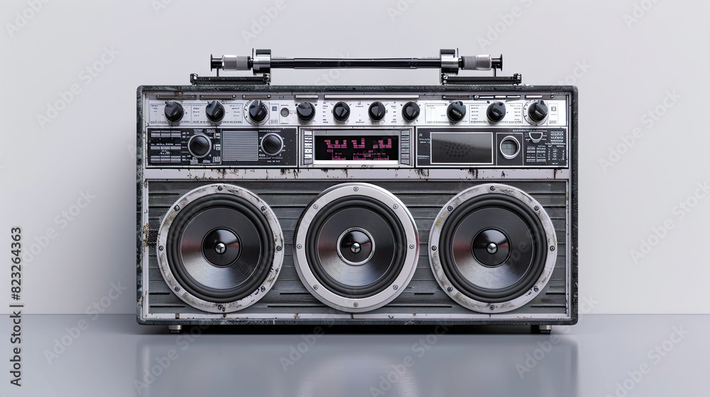 Fototapeta premium Radio electronics boombox stereo isolated on white background