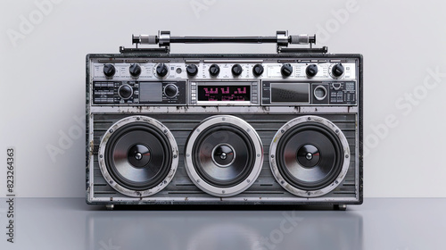 Radio electronics boombox stereo isolated on white background