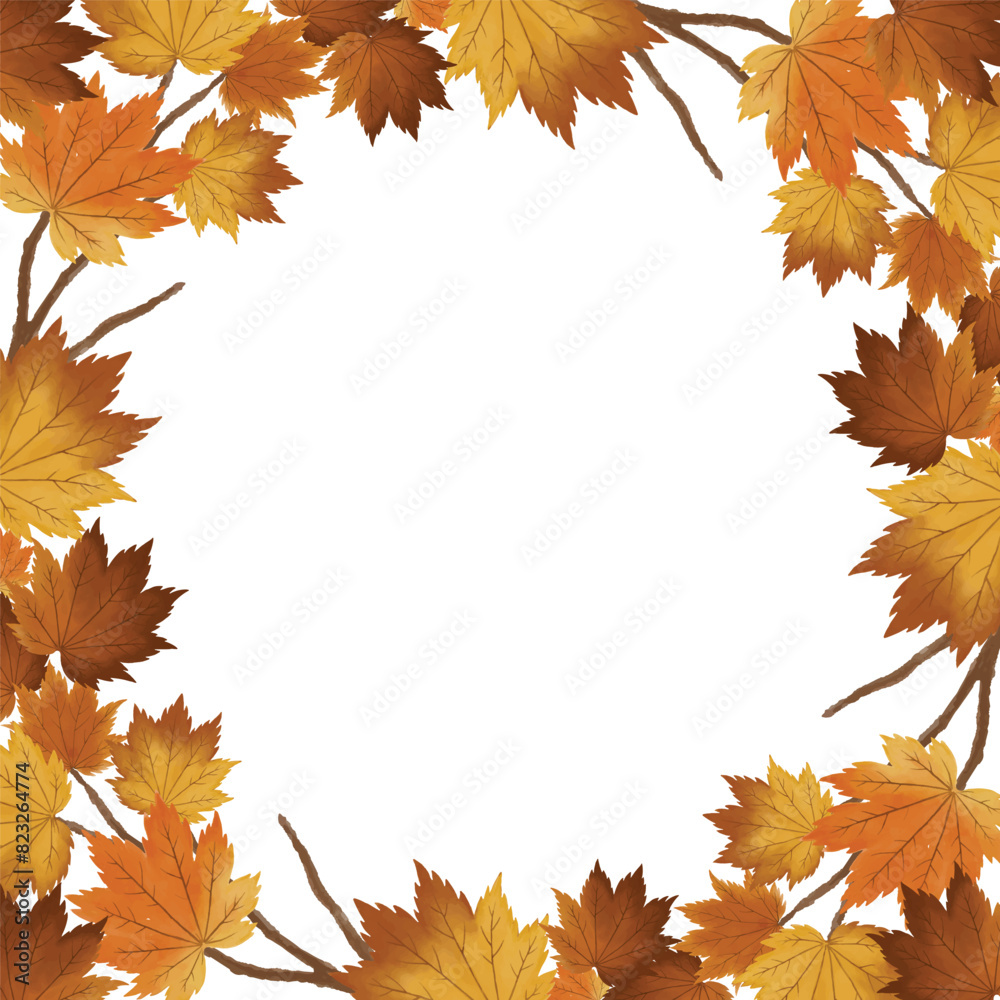 Fototapeta premium square frame with maple leaf border