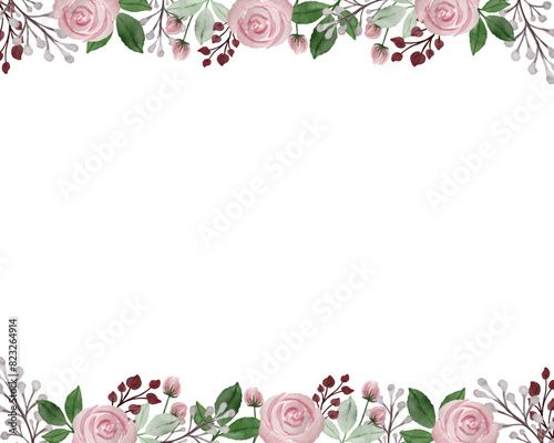 top and bottom pink roses flower border
