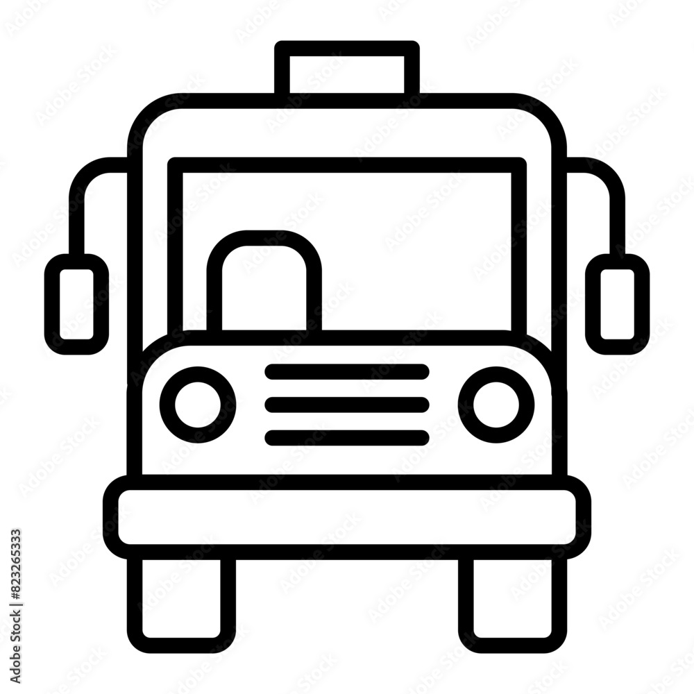 School bus icon in thin line style Vector illustration graphic design School bus icon in thin line style Vector illustration graphic design