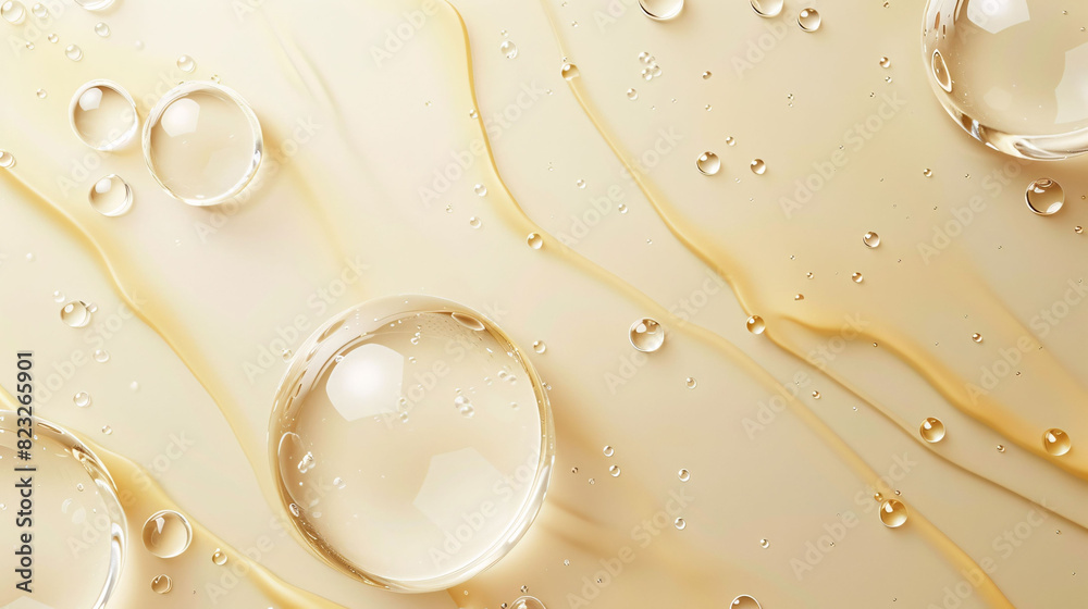 Bright background, transparent water drops on smooth colorful surface, abstract background Bright background, transparent water drops on smooth colorful surface, abstract background