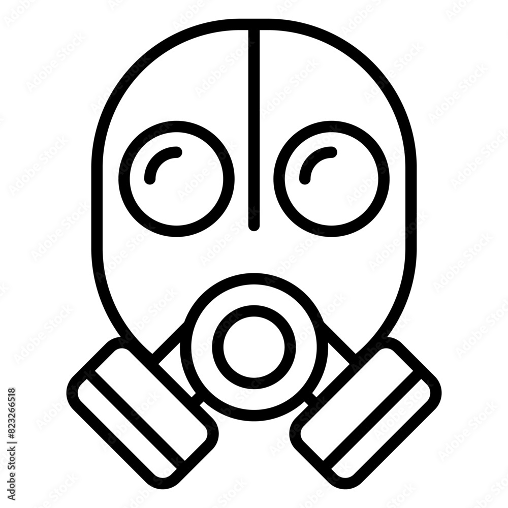 Gas mask icon in thin line style Vector illustration graphic design Gas mask icon in thin line style Vector illustration graphic design
