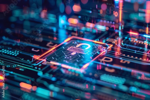 Data Protection and Cybersecurity with Gold Lock on Keyboard