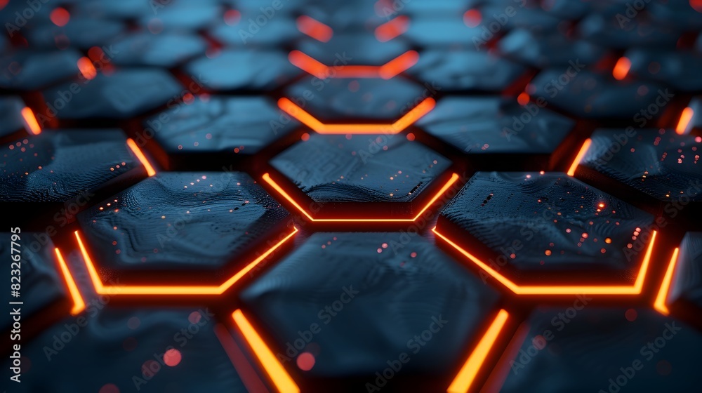 Sleek Neon Hexagon Background with Glowing Lines and Minimalist Dark Design for Sophisticated Tech Product Concepts Sleek Neon Hexagon Background with Glowing Lines and Minimalist Dark Design for Sophisticated Tech Product Concepts