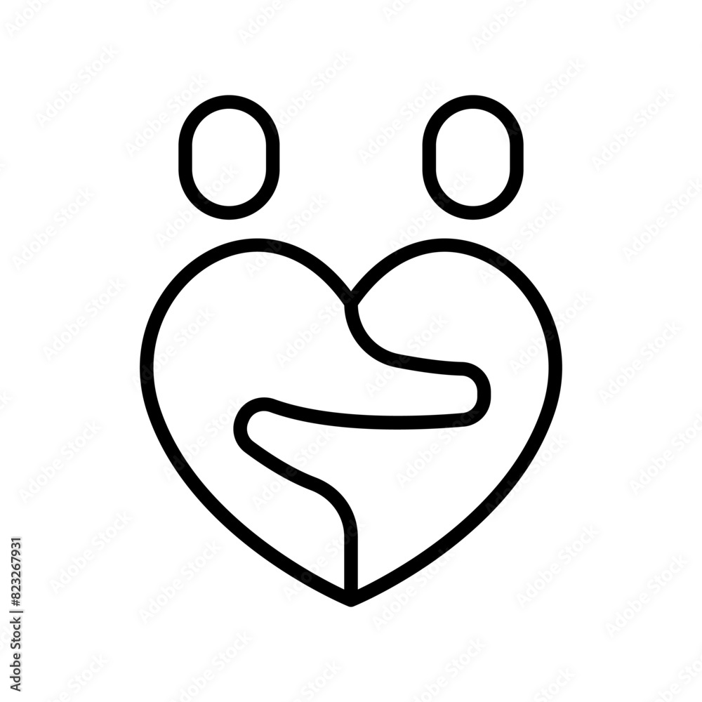 Hug icon in thin line style Vector illustration graphic design Hug icon in thin line style Vector illustration graphic design