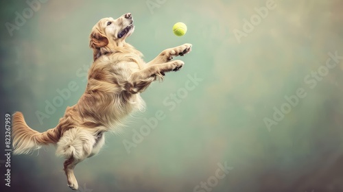 Cute dog playing with ball