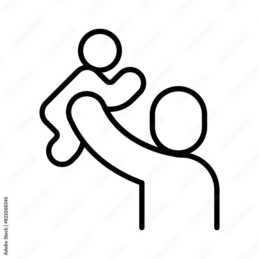 Baby with parent icon in thin line style Vector illustration graphic design Baby with parent icon in thin line style Vector illustration graphic design