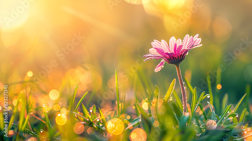 Beautiful flower pink daisy with soft focus of a summe photo