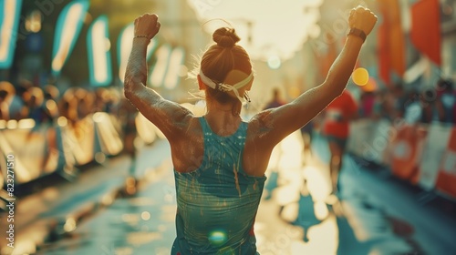 Sieg und Erschöpfung: Marathon-Zieleinlauf photo