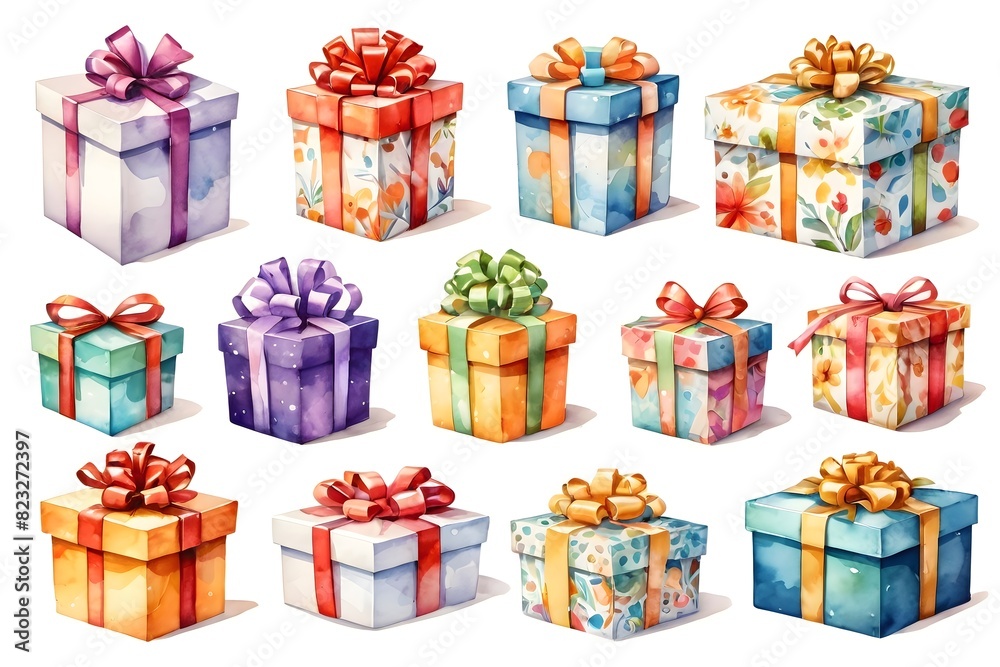 Obraz premium Set of gift boxes isolated illustration on a white background