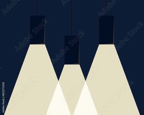 Lamp illumination icon in flat style. Spotlight vector illustration. Movie spotlight. Searchlight icon.