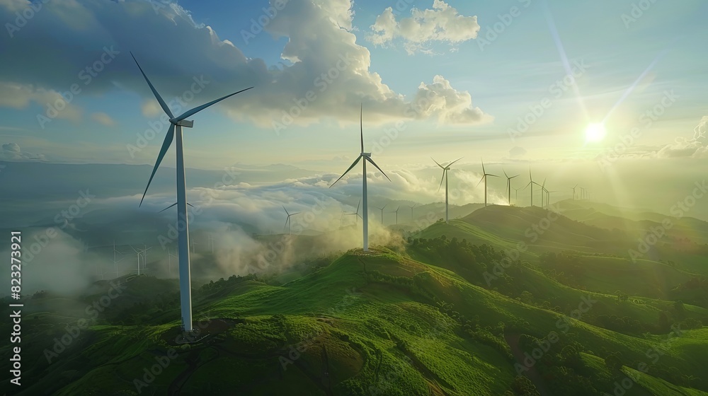 Obraz premium Sustainable Wind Energy Production Landscape