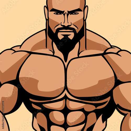 Vector of an athletic male with well-defined chest muscles