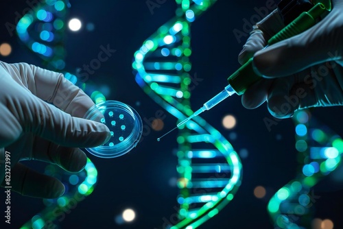 Biological Scientist Using Micropipette and Microplate for Research photo