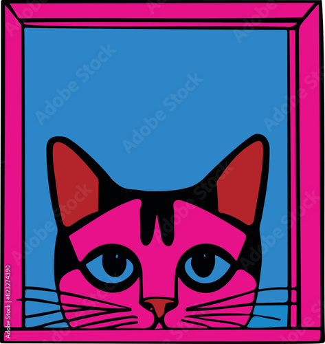 Vector illustration of a cat at the window.