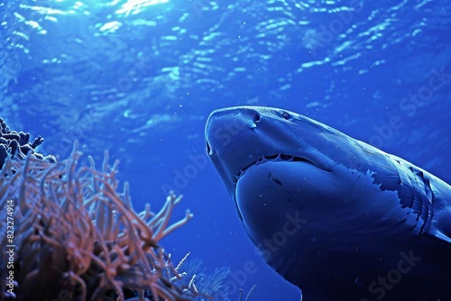 Swimming in the Blue Ocean: A Majestic White Shark