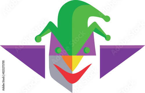 Brightly colored minimalist smiling clown icon.