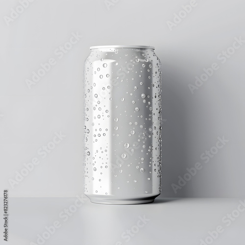 White can with water drops mockup isolated on white background