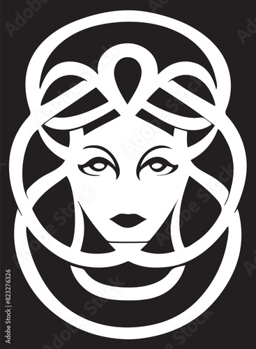 Vector illustration of a female medusa icon.