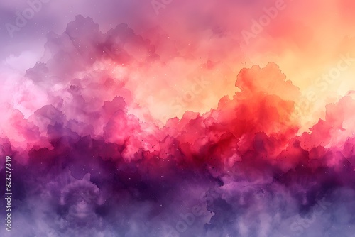 Vibrant Abstract Cloudscape: Crimson and Purple Fantasy Sky