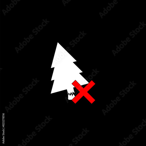 Cutting trees prohibited sign on black background.